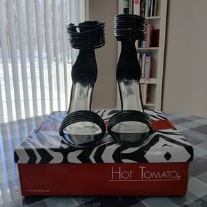 Hot Tomato Black Strappy Heels